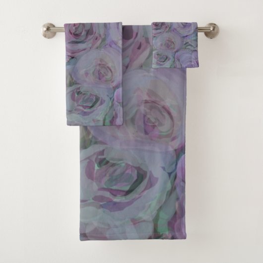 Lavendelrozen Watercolor Kunst Bad Handdoek (Insitu)