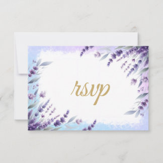 Lavendels En Blauwe Elegante Bloemenaquarel RSVP Kaartje