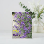 Lavendelsnede. Tekst Heb een leuk dag Briefkaart (Staand voorkant)