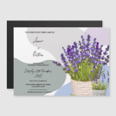 Lavendelstengels in een mand Schattigee Waterverf  Magnetische Uitnodiging (Voorkant / Achterkant)