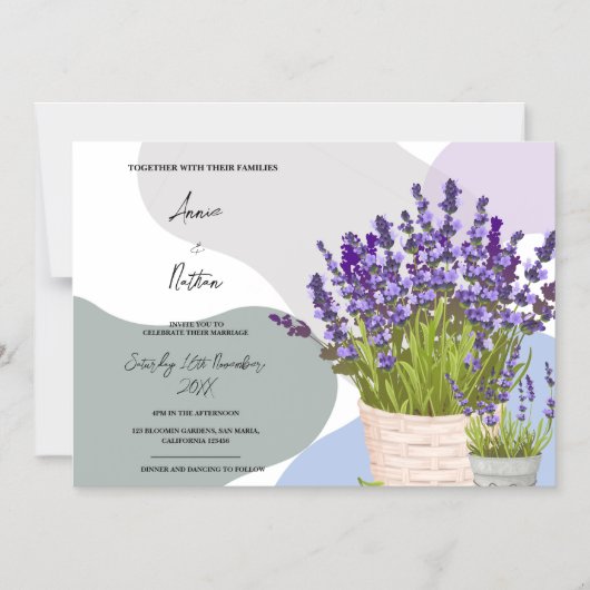 Lavendelstengels in een mand Schattigee Waterverf  Magnetische Uitnodiging (Voorkant)