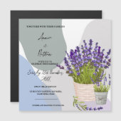 Lavendelstengels in een mand Schattigee Waterverf  Magnetische Uitnodiging (Voorkant / Achterkant)