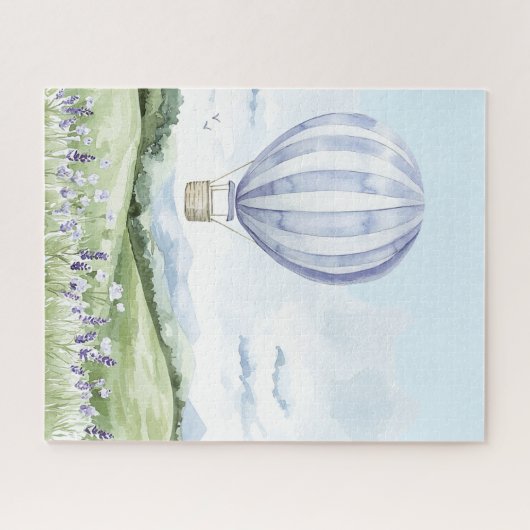 Lavendelstrepen Ballonveld van bloemen Legpuzzel (Horizontaal)