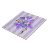 Lavendelstrepen en lavendelkleurige boeket tegeltje (Zijkant)