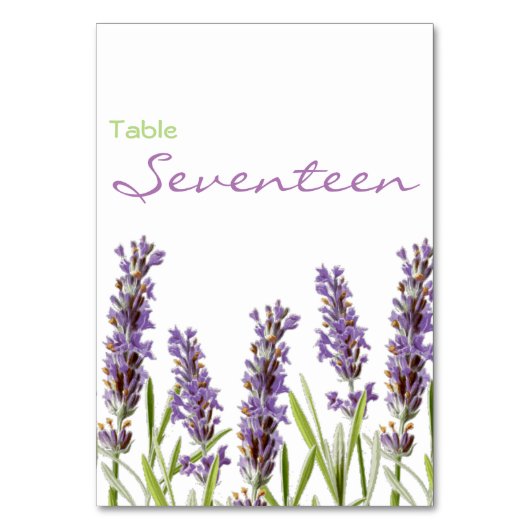 Lavendeltabelnummer Kaart (Achterkant)