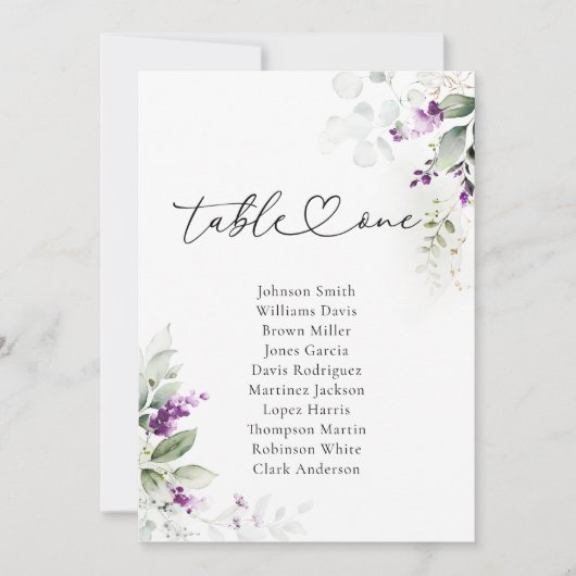 Lavendeltafel nummer 1 Zitkaart Kaarten (Voorkant)