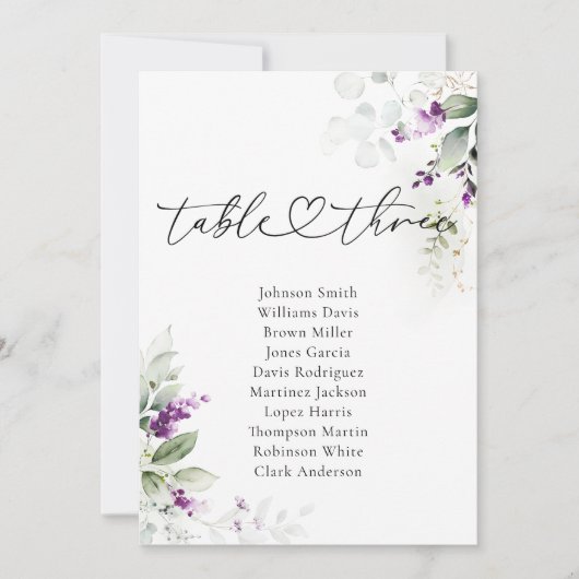 Lavendeltafel nummer 3 Zitkaart Kaarten (Voorkant)