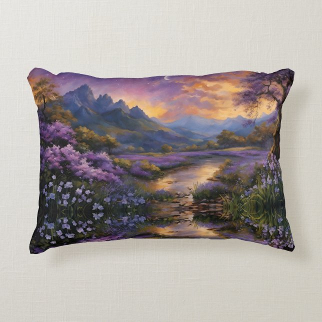 Lavendelvallei bij zonsopgang accent kussen (Voorkant)