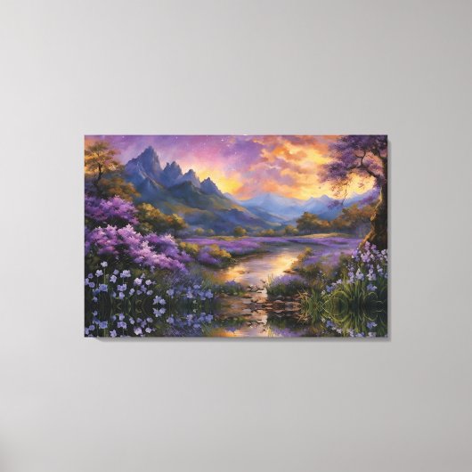 Lavendelvallei bij zonsopgang canvas afdruk (Voorkant)