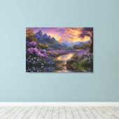 Lavendelvallei bij zonsopgang canvas afdruk (Insitu (Houten vloer))