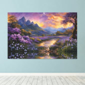 Lavendelvallei bij zonsopgang canvas afdruk (Insitu (Houten vloer))