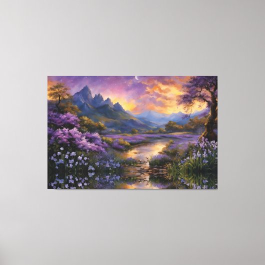 Lavendelvallei bij zonsopgang canvas afdruk (Voorkant)