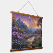 Lavendelvallei bij zonsopgang hangend wandkleed (Gebogen)