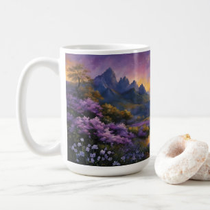 Lavendelvallei bij zonsopgang koffiemok