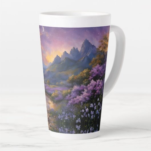 Lavendelvallei bij zonsopgang latte mok (Rechterhoek)