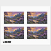 Lavendelvallei bij zonsopgang rechthoekige sticker (Vel)