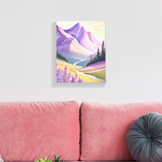 lavendelveer | Waterverf van het Glacier National  Canvas Afdruk (Insitu (Woonkamer))