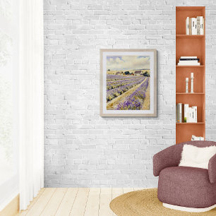 Lavendelveld Aquarelschilderij Foto Afdruk