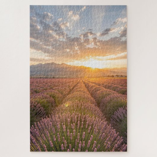 Lavendelveld bij zonsondergang Legpuzzel (Verticaal)