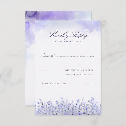 Lavendelveld Bloemen Paarse bruiloft RSVP (Voorkant / Achterkant)