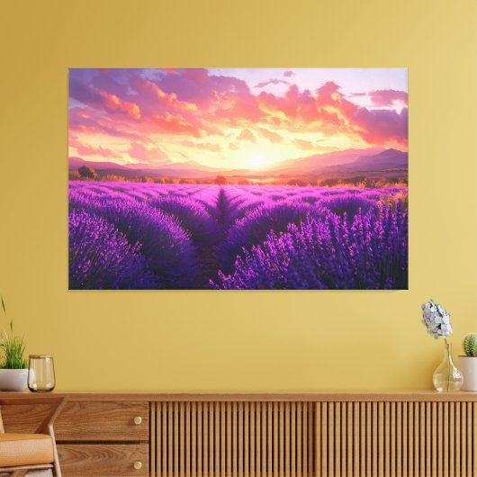 Lavendelveld in de Provence Canvas Afdruk (Insitu (Woonkamer))