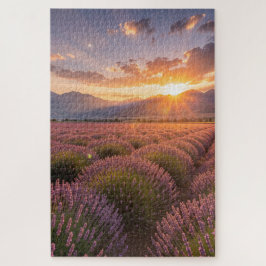 Lavendelveld Legpuzzel bij Zonsondergang