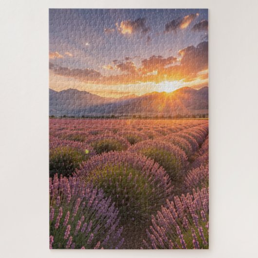 Lavendelveld Legpuzzel bij Zonsondergang (Verticaal)