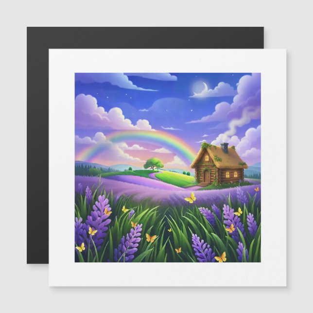 Lavendelveld Regenboog Cottage Droom (Voorkant / Achterkant)