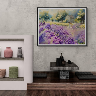 Lavendelveld Sereniteit Foto Afdruk