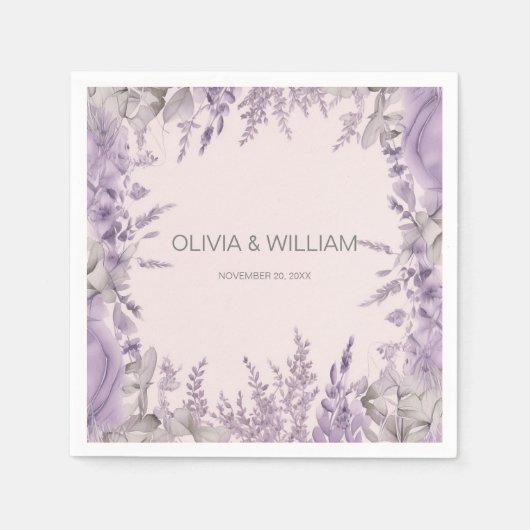 Lavendelvelden Bruiloft Servet (Voorkant)