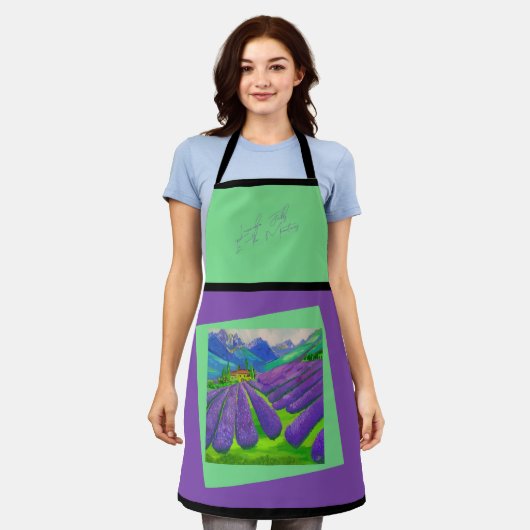 Lavendelvelden in de bergen - Art schort (Gedragen)