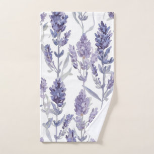 Lavendelvelden Paarse Aquarel Bloem Patroon Handdoek