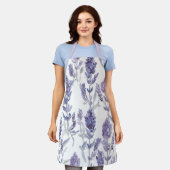 Lavendelvelden | Paarse Aquarel Bloem Patroon Schort (Gedragen)