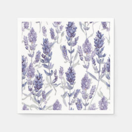 Lavendelvelden | Paarse Aquarel Bloem Patroon Servet