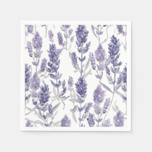 Lavendelvelden   Paarse Aquarel Bloem Patroon Servet