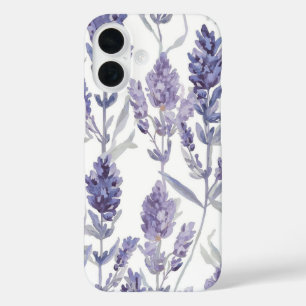 Lavendelvelden Paarse Waterverf Bloem Patroon iPhone 16 Hoesje