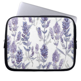 Lavendelvelden | Paarse Waterverf Bloem Patroon Laptop Sleeve