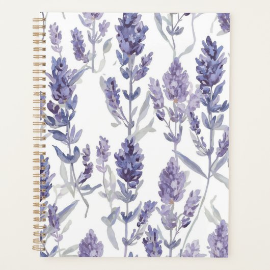 Lavendelvelden | Paarse Waterverf Bloempatroon Planner (Voorkant)