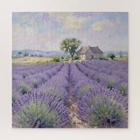 Lavendelvelden Provence Cottage Impressionist Legpuzzel (Verticaal)