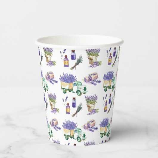  Lavendelvelden van de Provence Papieren Bekers (Achterkant)