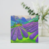 Lavendelvelden voor de bergen feestdagenkaart (Staand voorkant)