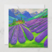 Lavendelvelden voor de bergen feestdagenkaart (Voorkant)