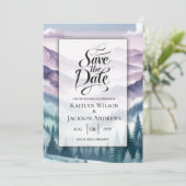 Lavendelvorst in de Alpiene Mist Bruiloft Save The Date (Staand voorkant)
