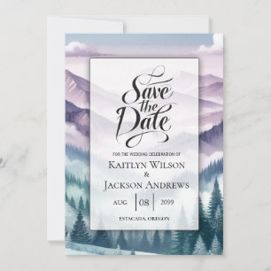 Lavendelvorst in de Alpiene Mist Bruiloft Save The Date