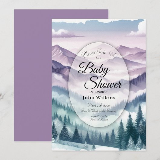 Lavendelvorst in het Alpine Mist Baby shower Kaart (Voorkant / Achterkant)