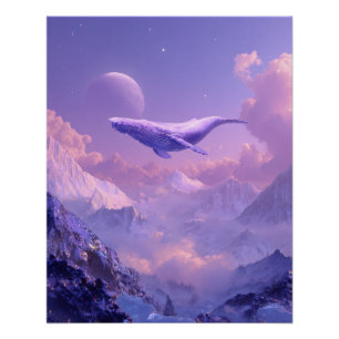Lavendelwalvis die door buitenaardse luchten zweef perfect poster