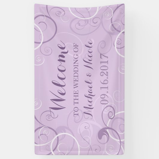 Lavendelwervelingen Huwelijks Welkom Bord Spandoek (Verticaal)
