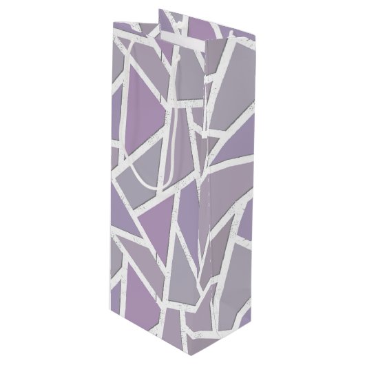 Lavendemozaïekpatroon Wijn Cadeautas (Voorkant Gekanteld)