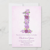 lavender 1 - jarig nodigt eerste verjaardag uit kaart (Voorkant)