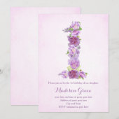 lavender 1 - jarig nodigt eerste verjaardag uit kaart (Voorkant / Achterkant)